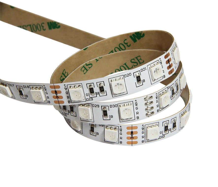 SMD5050 LED ストライプライト リモコン付き RGB ディムブル 5M 60leds 無防水 12V LED ストライプ