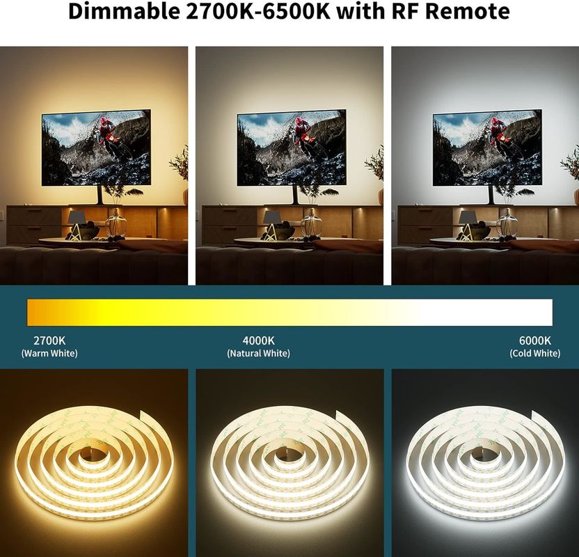 COB LED ストライプライト CCT 調節可能 560LED CRI90 2m 調節可能 2700K-6500K 24V LED テープライト キット
