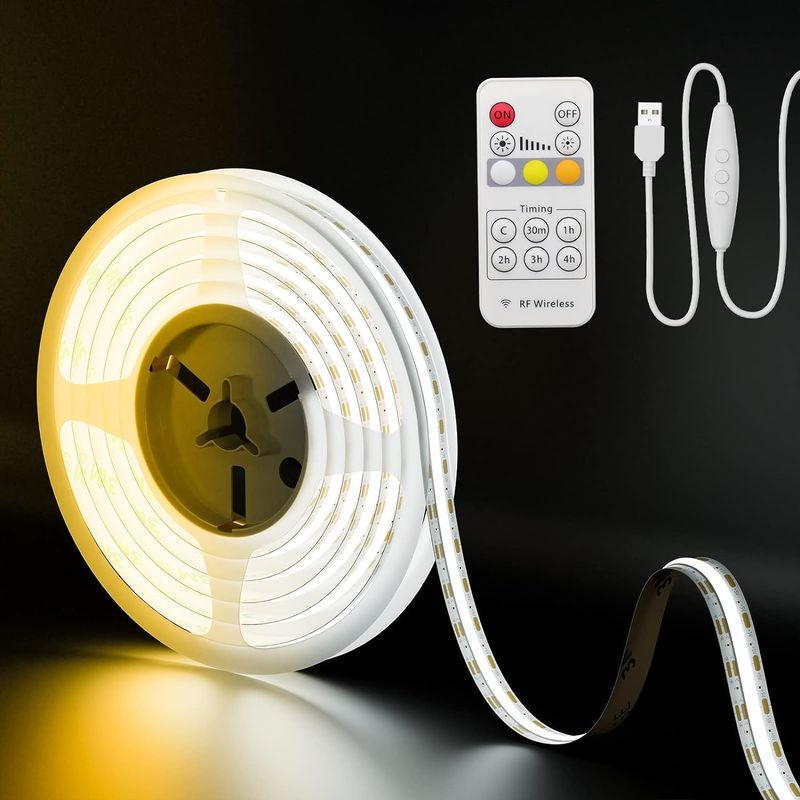ホントップ COB LED ストライプライト 5V USB 6.56ft/2m 640LED タッチ ステップレス ディマブル 6000K ホワイト 13W