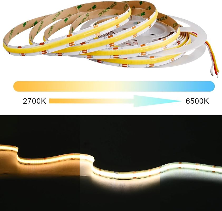 560LED COB LED ストライプ 90 CRI CCT 柔軟なCOB 3M アダプターとミニRFコントローラ