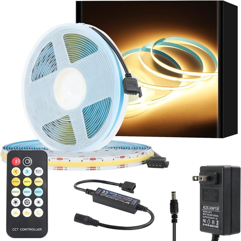 COB LED ストライプライト CCT (2700K-6500K 調節可能) 2M 560LEDs/m CRI90 LED テープライト キット