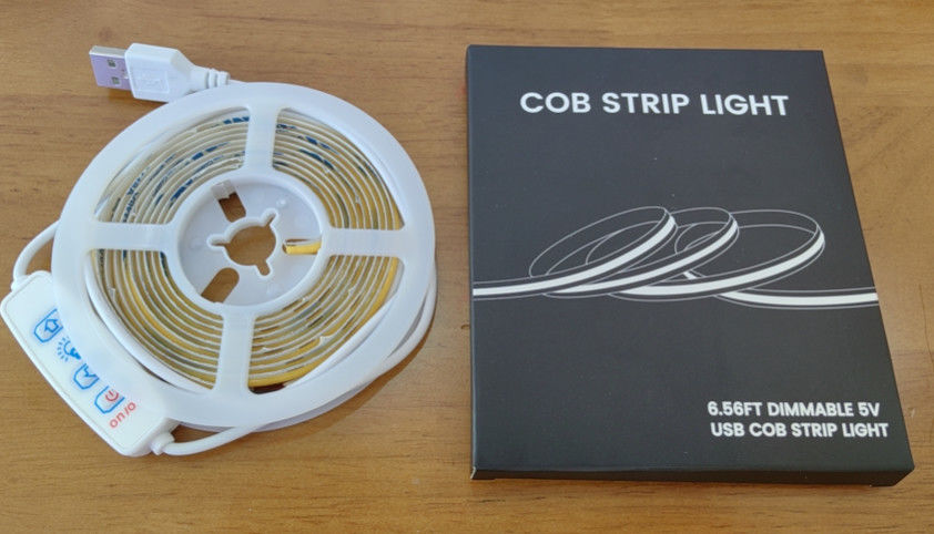 新しいモデル DC5V COB LEDストライプライト 2M 300LEDs/m CRI90 USB LEDテープ ライトボックス 箱付きパッケージ付き LEDストライプキット