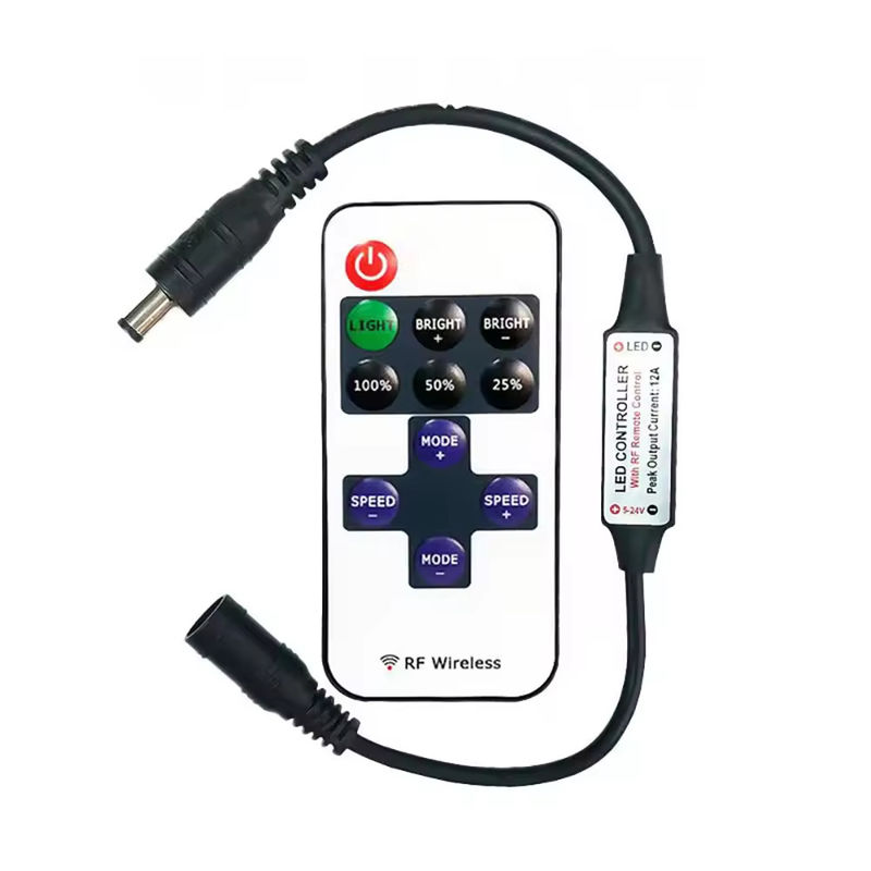 ベストセラー ミニ LEDコントローラ 11キー 5V 12V 24V 単色コントローラ RF 無線 触覚 リモートライト LEDディマー