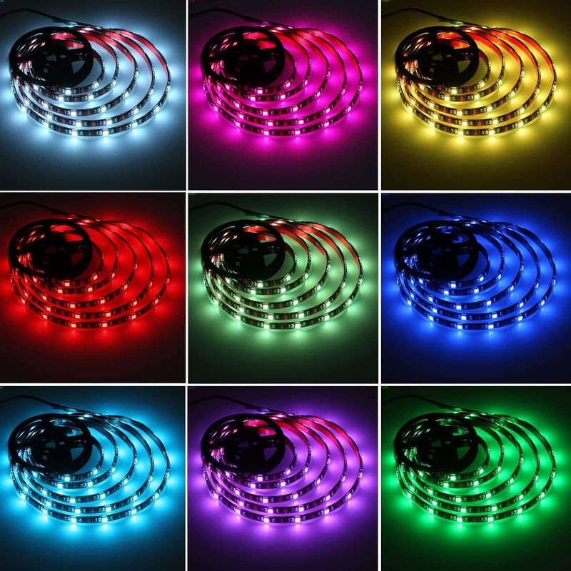 120度ビームアングル RGB LEDストライプ 5M SMD5050 24キー IRコントローラー ディムブルストライプ