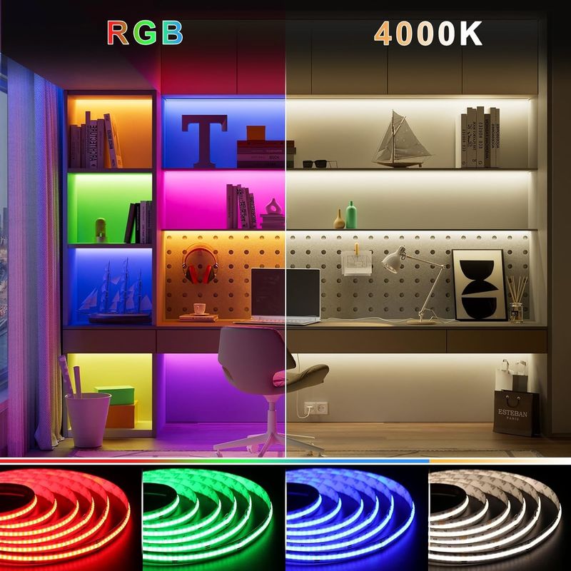 調節可能 19W RGBW COB LED ストライプ 784 LED/m IP20 評価と DMX512/RF/Bluetooth/WiFi コントロール
