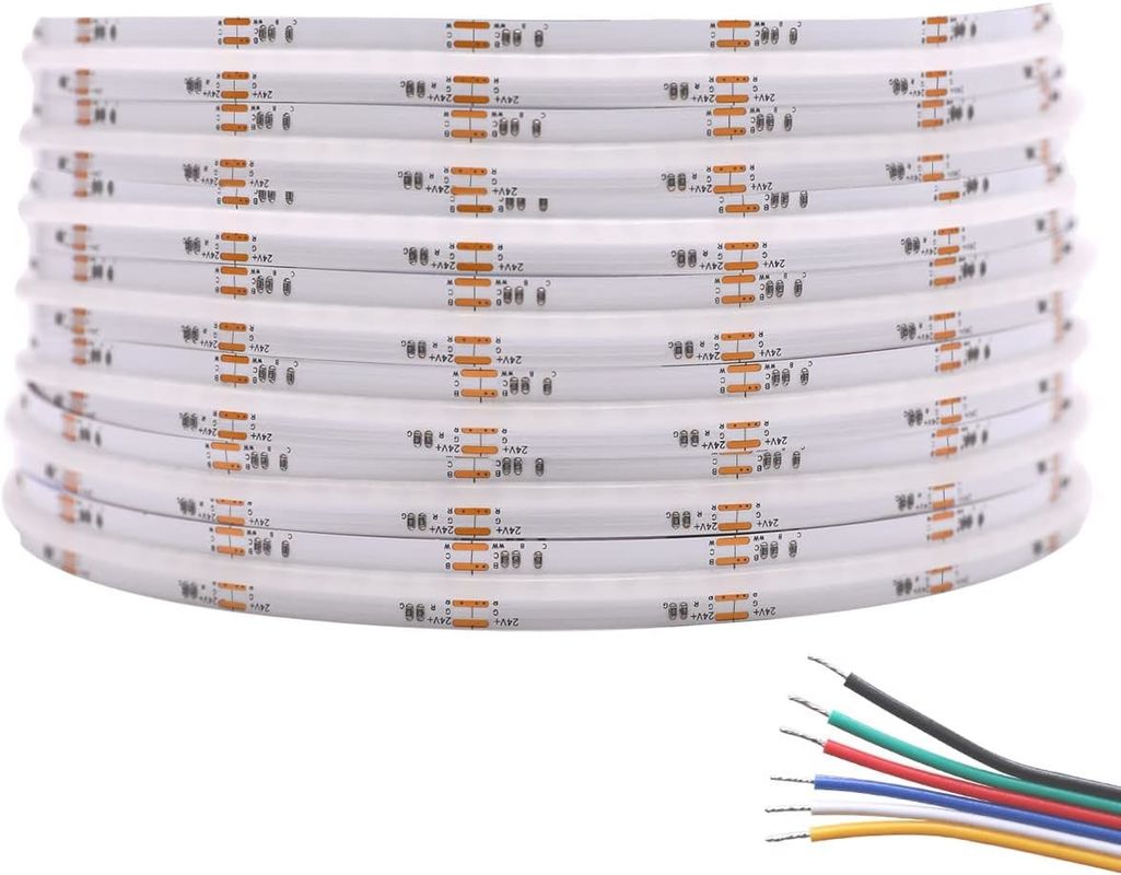 柔軟 21W/M 調光可 COB LED テープ ストライプライト RGBCCT 5M ロール 35.71mm 切断