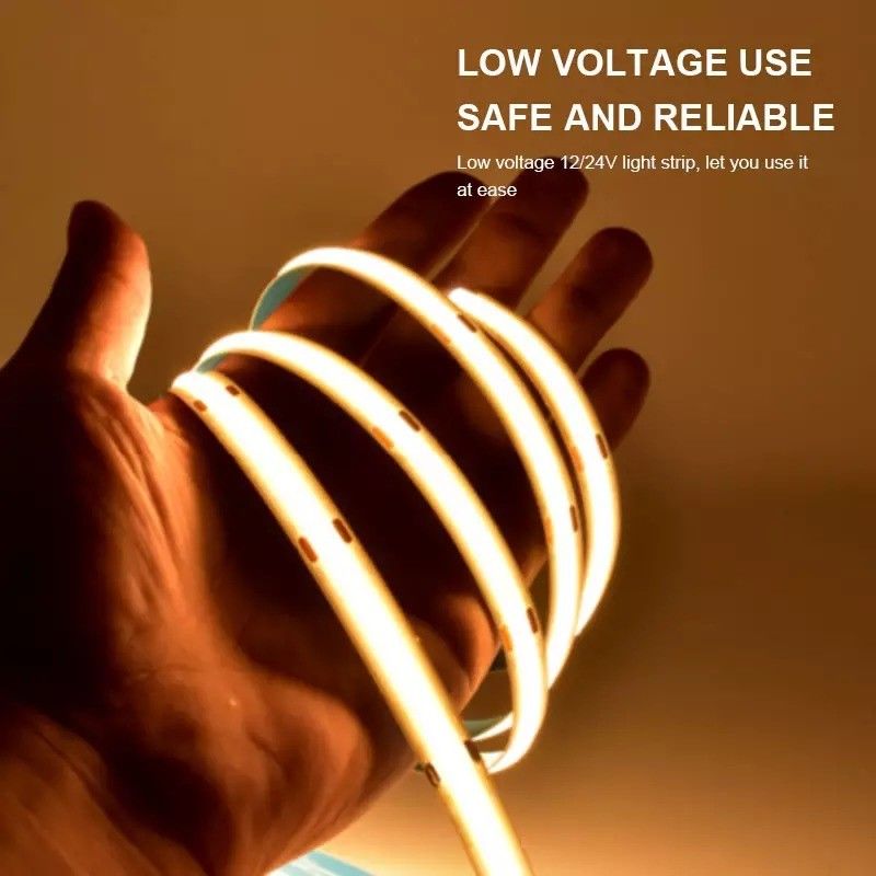 12V 24V 防水 IP65 IP67 IP68 CRI90 ディムブル 5M 柔軟なCOB LED ストライプ