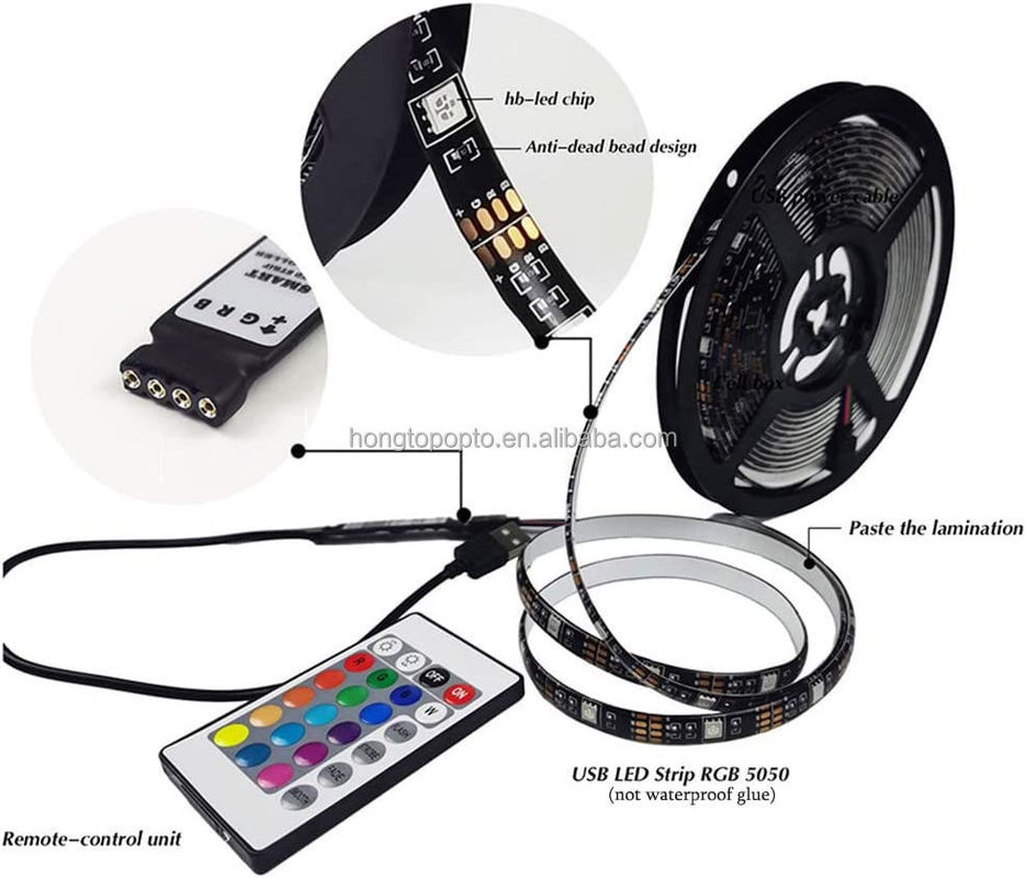 装飾用スマート LED ストライプ 12V 5V USB コントロール 音楽シンクロと RGB 色温