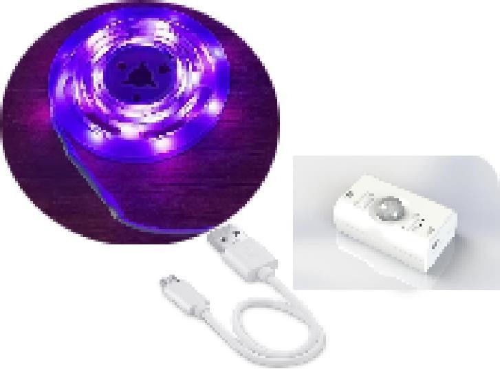 SMD2835 LED ストライプライト モーションセンサー 1m 長さ USB 再充電可能な昼夜モード
