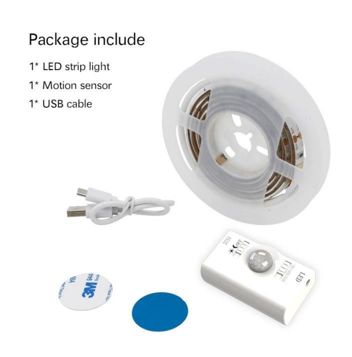 SMD2835 LED ストライプライト モーションセンサー 1m 長さ USB 再充電可能な昼夜モード