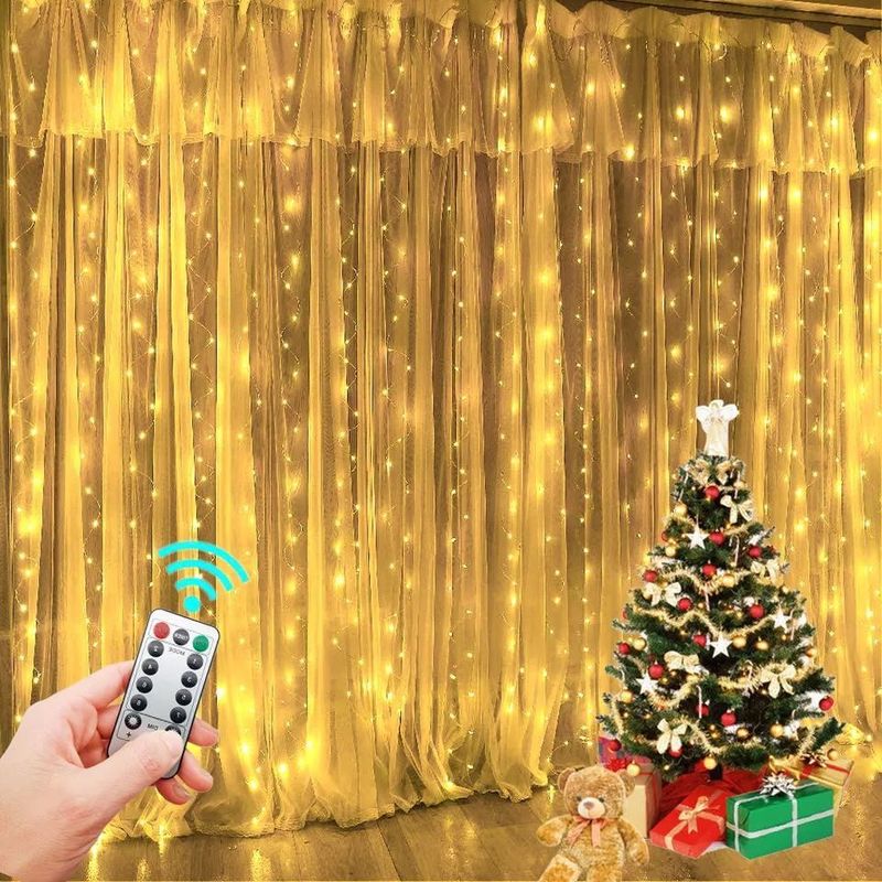 3500K ホットホワイト LEDカーテンライト ベッドルームの装飾 3x2.4m 240d USB電源モード