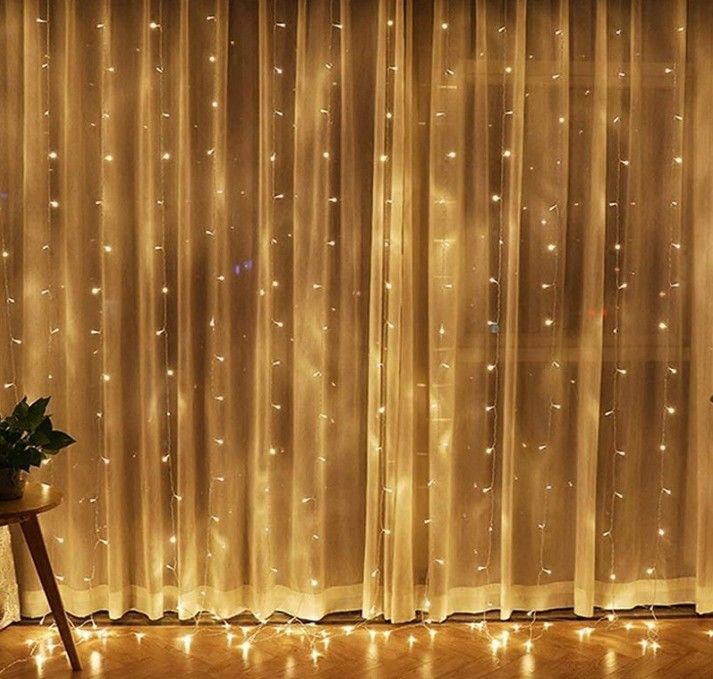 3500K ホットホワイト LEDカーテンライト ベッドルームの装飾 3x2.4m 240d USB電源モード