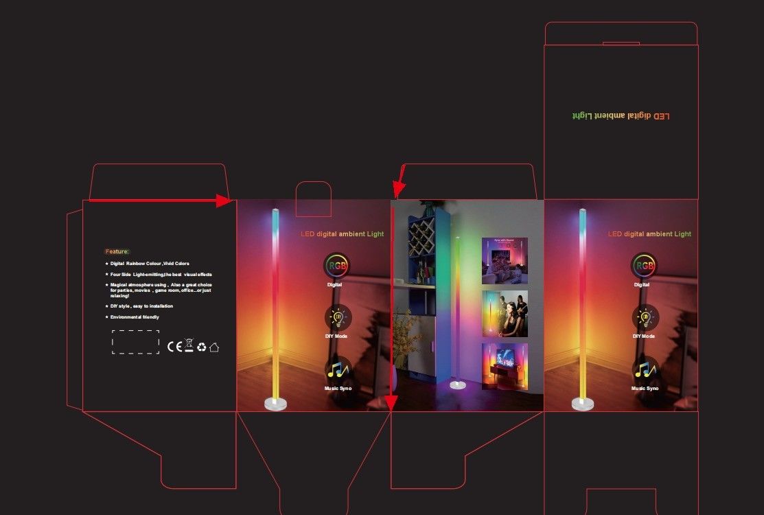 2024 モダン・シリンダー RGB カラフル LED アンビエントライト アプリ スマート・アトмосфера 床灯
