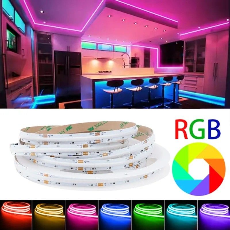 ランプ 光流量 lm 1000 24V 576LEDs/メートル RGB COB LED ソフトライトストライプ