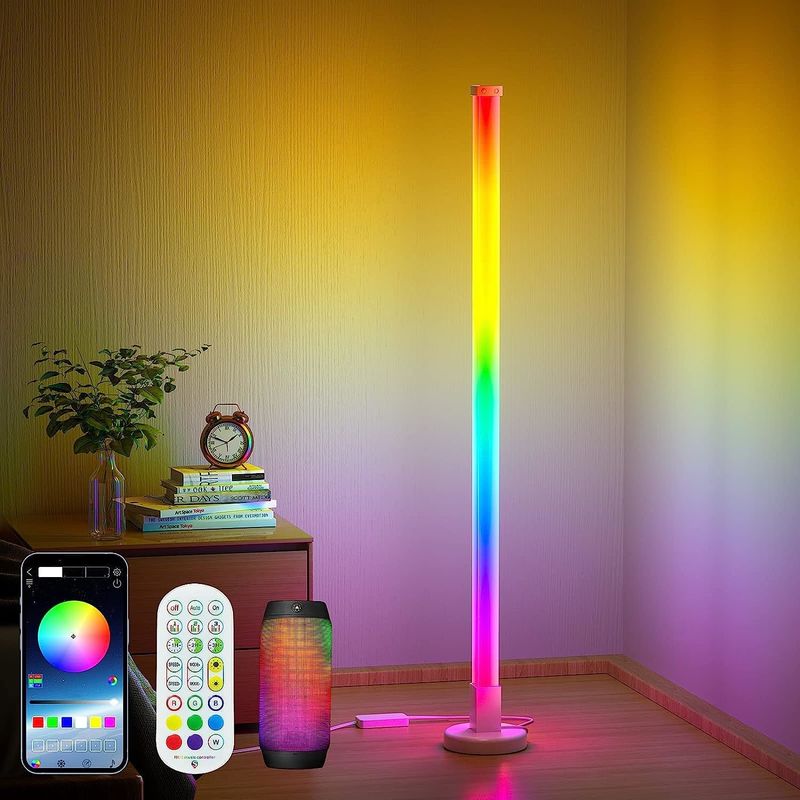 1.5M RGB 色彩豊かなリモコン LED 床灯 寝室の装飾用環境照明