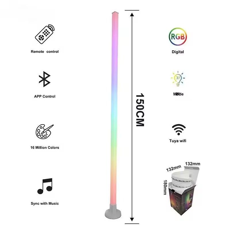 DIY Atmosphere スマートホームライト IRリモコン付きRGBLEDフロアコーナーランプ