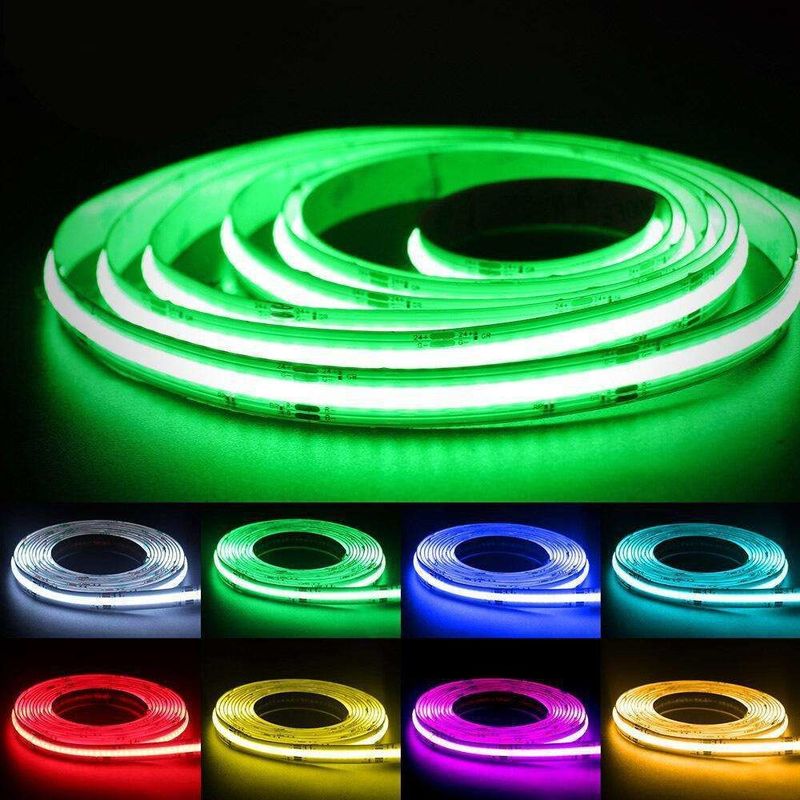 10mm PCB 幅 柔軟な RGB COB LED ストライプ ライト ライト ソース LED スポットフリー IP20 DC 12V