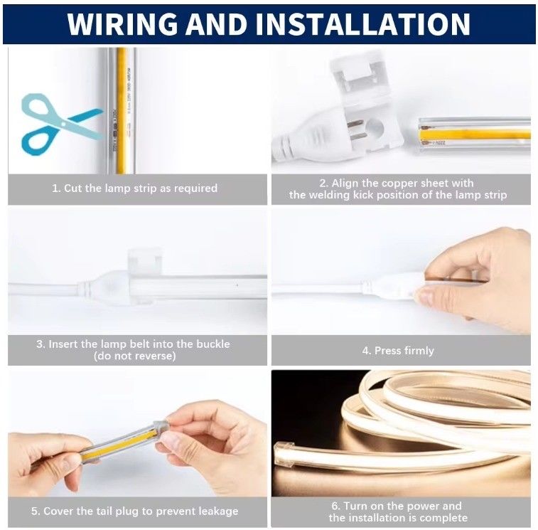 柔軟なCOB LEDストライプライト 288 LED 高電圧 110V 220V 2700K 3000K 4000K 6000K IP65